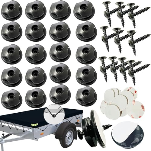22 Packs Tarpaulin Button Hook Incl Intelligent Vehicle Accessories Including Screws for Trailer Tarpaulin and Trailer Net，Car Boot Nets, Plastic Cover Tie Down Hooks for Trailer Side Walls