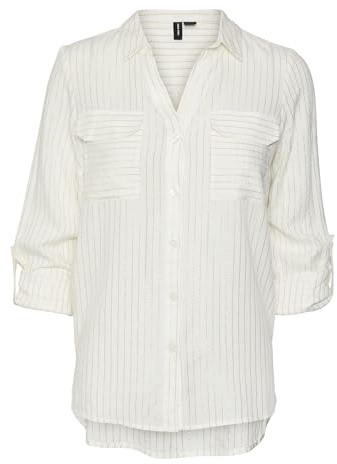 VERO MODA VMBUMPY LS Camiseta Lurex WVN GA Noos, Blanco/Rayas: Dorado Lurex, S