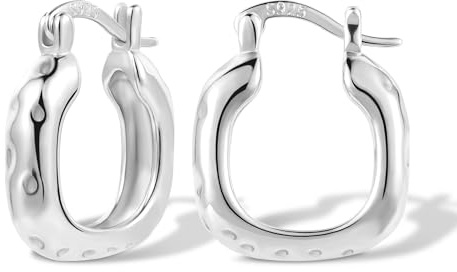 ALEXCRAFT Silber 925 Ohrringe Oval Gehämmerte Filigrane Creolen für Damen