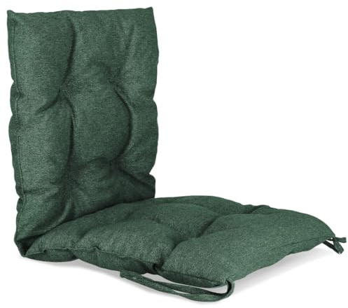 MG Design Stuhlkissen 50 x 100 cm Sitzkissen grün - Gartenstühle Sitzauflagen aus Polsterstoff, mit weicher Füllung, mit Schnüren zum Binden - Niedriglehner Auflagen