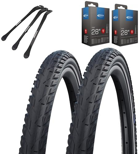 2 x Silento Fahrradreifen 28 x 1,60 Zoll 42-622 Reflexstreifen Schlauch wählbar + MSzweirad Reifenheber (SV Schlauch, 28 x 1,60 Zoll (42-622))