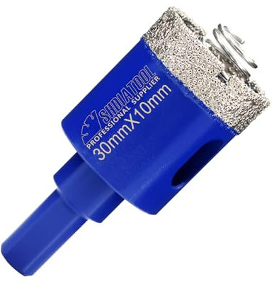 SHDIATOOL Diamond Core Drill Bits,30MM Hole Saw Cutter Vacuum Brazing Triangle Shank Drill Bits with Spring for Porcelain Tile Ceramic Marble Granite Brick