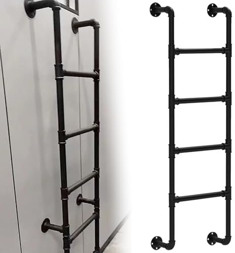 Heavy Duty Wall Mounted Metal Step Ladder 3 8 Rung Window Well Egress Ladder for Emergency Home Safety Wrought Iron Fire Escape Ladder (110cm/43in)