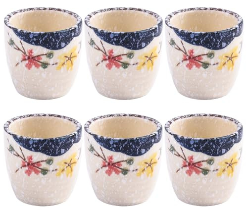 Swlthwen Porcelain Sake Cups, Set of 6 Cups for Japanese Wine