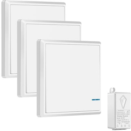 NineLeaf Interrupteur sans Fil, 433Mhz 220V Interrupteur va et Vient sans Fil, Interrupteur Radio d'éclairage télécommandé de 100m Intérieur 400m Extérieur, pour Lampe jusqu'à 1000W