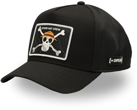 One Piece keps för män och kvinnor, Luffy truckerkeps, justerbar med snapback, svart, One size