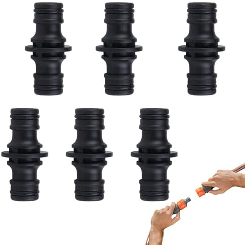 OUDQFCJ 6 Pezzi Raccordo Doppio per Tubo da Giardino, Connettore Estensore per Prolunga, Giunto a Due Vie per Tubo da Giardino e Casa 1/2 Pollice