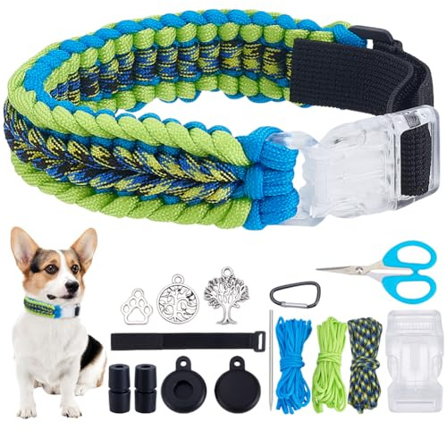WEBEEDY 6 Sets DIY Parakord Hundehalsband Set mit 30m Parakord, Legierung Anhänger, Werkzeug und Anleitung für Erwachsene Anfänger zu Machen 3 Hundehalsband und 3 Armbänder