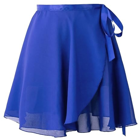 Baisdan Jupe Danse Classique en Mousseline de Soie Jupe Portefeuille de Ballet avec Ceinture Adjustable pour Femmes, Filles Bleu foncé