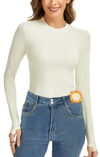 MeetHoo Maglia Termica Donna Maglietta Manica Lunga Compressione T-Shirt Sportiva Biancheria Intimo Termico per Invernali Sci Corsa Palestra