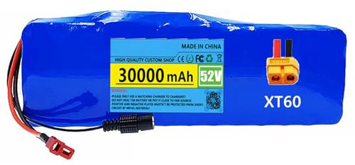 Batería de Iones de Litio para Bicicleta Eléctrica 52V 30Ah Baterías de Patinetes Eléctricos 14S3P con Cargador Incorporada Ideal para Motor de Bicicleta Eléctrica de 200-1000W
