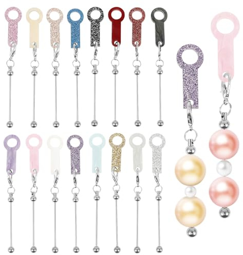 16Pcs Beadable Cup Charm Tumbler Straw Charm, Beaded Straw Adapters Cup Blank Bar Compatible with Stanleys Pendant Ornament for DIY Jewelry Tumbler Accessories