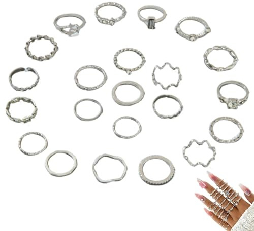 dinghaole 22Pcs Women's Ring Stackable, Elegant Set For Daily Wear, Fashionable Minimalist Finger Stackable Ring