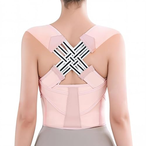 HYJO Correttore di Postura per donne e Uomini, Correttore Posturale Spalle Schiena, Busto Correttore Posturale,Supporto per la Schiena Superiore con Cinturini Regolabili,Traspirante e Leggero-Rosa-S
