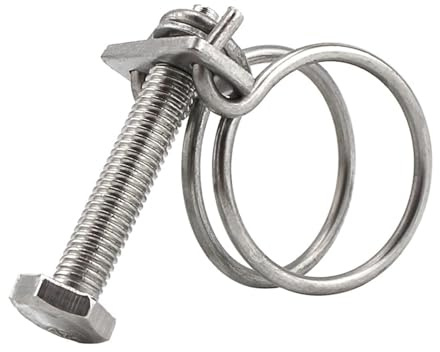 304 Rostfritt Stål Dubbel Ståltrådsklämma Slangklämma Justerbar Rörklämma Vattenslangklämma VVS Fästelement(Dia44-3mm(2pcs))
