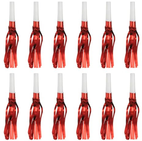 sourcing map 48 Pcs Fringed Noise Makers, Metallic Fringe Party Blowers Party Favors for Sports Events Birthday Parties Graduation Ceremonies Christmas New Year Gift Decorations, Red