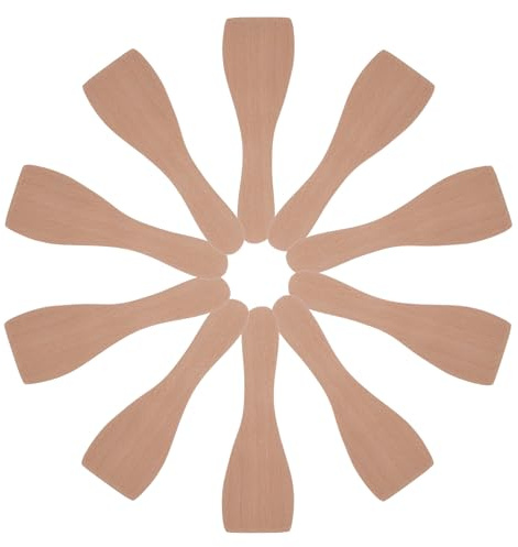 NIYANGLE Lot de 10 Spatules Droites en Bois de Hêtre 14X45 CM Spatules à Frire Réutilisables pour Cuisson et Barbecue Raclettes de Cuisson Professionnelles Ustensiles Polyvalents