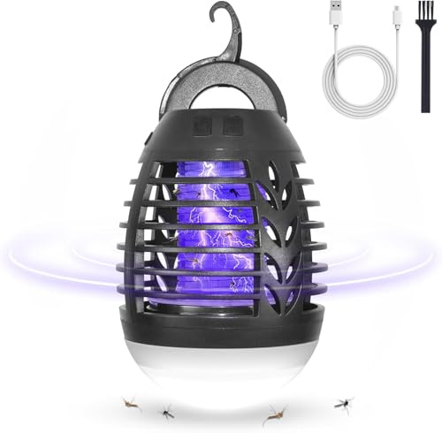 MOSSNDAR Lampe Anti Moustique Rechargeable,IPX6 étanche,3 Intensités Ajustables,Lumiere Bleue Anti Moustique,Portable Étanche Piège à Moustique Extérieur,Destructeur d'insectes pour Jardin BalconTente