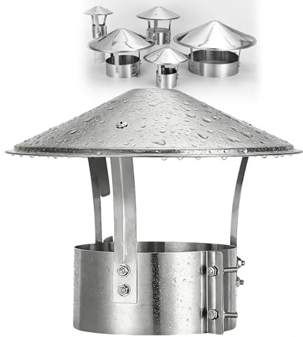 Tetto Comignolo Antipioggia in Acciaio Inox 304, Cappuccio per Camino Tondo Canna Fumaria Cappello Regolabile Ø75mm-315mm per Fornaci Esterne Tubo Della Stufa Topper(180mm)