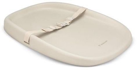 Kidnort Laer Wickelauflage Wickelunterlage abwaschbar mit erhöhten Seiten und verstellbarem Gurt rutschfester Unterseite für Wickeltisch Wickelkommode Wickelaufsatz für Babys Soft Linen