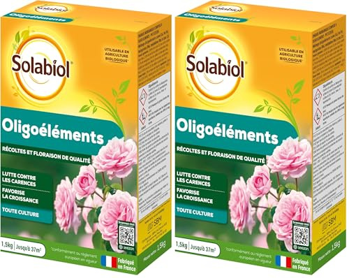 SOLABIOL Engrais Oligoéléments - 1,5Kg - Jusqu'à 37m² - Favorise la Croissance - Lutte Contre Les Carences - Pour Toutes Les Cultures - Utilisable En Agriculture Biologique SOLIG15G10N (Lot de 2)