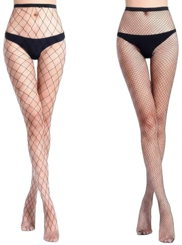 Collants résille pour femme - Collants résille noirs pour festival - Tenue sexy - Collants résille - Bas en résille pour femme - Collants taille haute - Collants de cuisse noirs