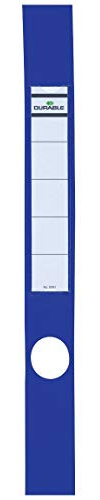 Durable 809006 Ordofix Ordnerrückenschilder (selbstklebend, mit Loch) Beutel à 10 Stück, blau