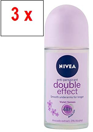 NIVEA - Deodorante roll-on da donna, Double Effect, anti-perspirante, confezione da 3 (3 x 50 ml)