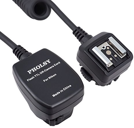 PHOLSY I-TTL Kamera Blitzkabel Zubehör Verbindungskabel für Nikon - 2 m, ähnlich Nikon TTL Kabel SC-28 / SC-29