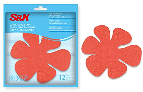 S&X Non Slip Bathtub Stickers,Pack of 12 PCS Lucky Flower Shower Floor Non Slip Stickers –Comfortable Grip On Slipper Surfaces