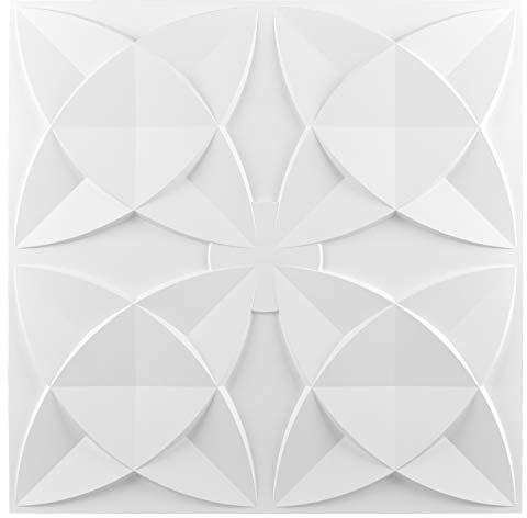Art3d Paneles PVC para Pared y Techos, 12 Piezas Paneles Decorativos 3D de Pared y Techos, Blanco (61x61cm)