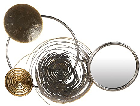 GILDE Metallbilder Wanddeko Bilder Metall – moderne Wanddekoration Wohnzimmer – Wandbild 3D Metallbild Wand Deko Blumen Blätter Wall Decoration 83 x 58 cm Farben: Gold Silber Braun