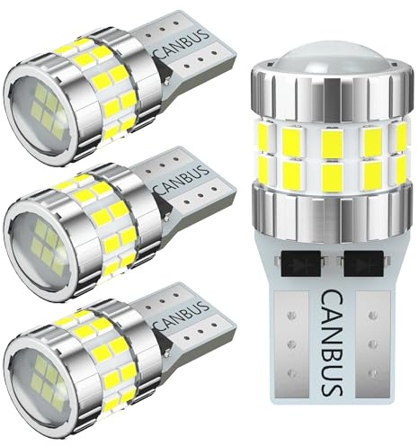 AGLINT T10 LED Ampoule CANBUS W5W 12V 24V Voiture Dôme Plafonnier Blanc | T10 W5W 194 Sans Erreur pour Voiture Porte Côté Coffre Éclairage Plaque D'immatriculation Position Lumière 6500K Blanc 4Pcs