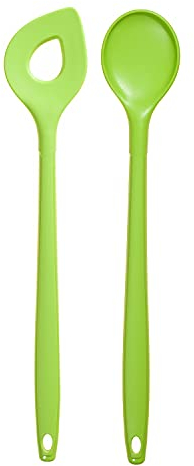 Kochblume Kochlöffel & Backlöffel 2er Set | Premium-Silikon & BPA frei| Hitzbeständig | Spülmaschinenfest | 30cm | Farbe: limette