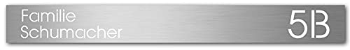 MOCAVI Stick 505 Briefkastenschild mit Hausnummer und Namen Edelstahl V4A graviert, schmal, selbstklebend, modernes Design, passend für SBox 311, 315