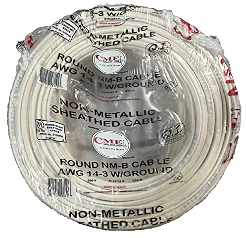 CME Wire & Cable 14/3 + Ground Copper Building Wire, NM-B Cable, 250-Feet