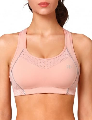 Yvette Sport BH Starker Halt Mesh Ringerrücken | Atmungsaktiv,Haken & Öse,Ohne Bügel,Große Größen,Fitness Lauf Yoga