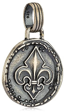NKlaus 925 argent pendentif Fleur de Lys rond Ø18mm fleur de lys amulette oxydée 3675