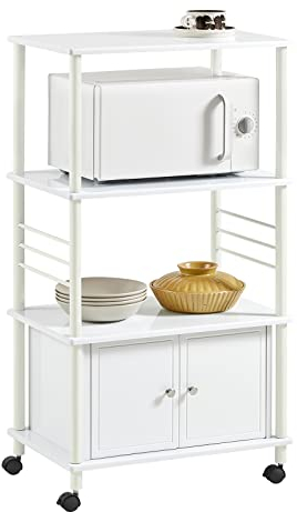 SoBuy FRG12-W Estante de Cocina Carrito de Cocina Estante con Ruedas Estantería de Cocina Mueble Microondas 60 x 40 x 114 cm ES