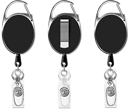 Einziehbarer Schlüsselanhänger, 3 Stück Schlüsselband Ausziehbar mit Schlüsselring Karabiner - Ausweishalter Ausziehbar Ausweis JoJo - Ausweisrolle für ID Badge Holder, Kartenhalter, Schlüsselkarten