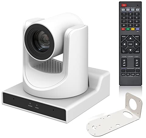SMTAV PTZ Camera,30X AI Tracking with Zoom Camera with HDMI/SDI/USB3.0/IP Streaming Outputs for Meeting, Church, Events, Teaching(30X Optics Zoom, White)
