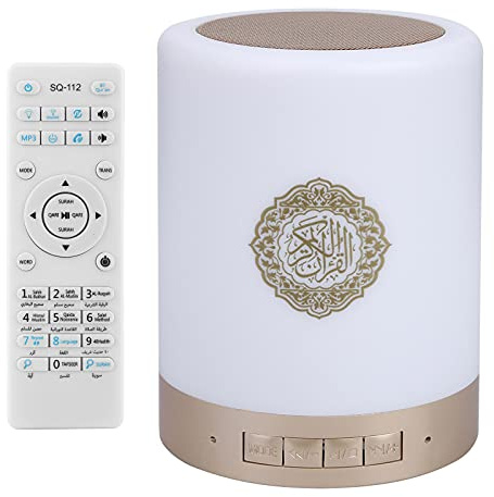 TOPINCN Portable 8GMP3 Touch LED Lampe Télécommande sans Fil Bluetooth Coran Haut-Parleur avec 16 Langues Lecteur de Musique MP3 Veilleuse Rechargeable