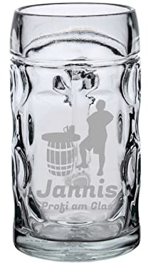 LUXENTU ISAR Bierkrug mit Gravur, Spielerstammtisch, 0,5 l, 1 Stück | Personalisiertes Bierseidel zum Geburtstag mit Fußball-Motiv für Bierliebhaber, spülmaschinenfest