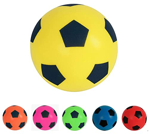 HTI Fun Sport 20cm Yellow Foam Football | Soft Sponge Soccer Ball for Indoor & Outdoor Play | Perfect for Games & Fun | Safe for Adults, Boys & Girls of All Ages | Lightweight & Durable (19.4cm)