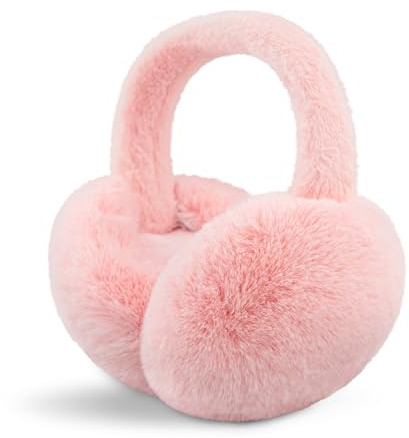 SEYUFN Warmes Ohrenwärmer Damen Faltbare Flauschige Plüsch Ohrenschützer Winter Outdoor Bequem Ohrwärmer Teenager-Mädchen Stylische Ohrbedeckungen (A-hellrosa)