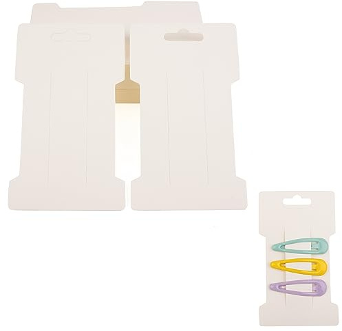 Framendino, Haarspangen-Display-Karten, rechteckige Schleifen-Halter, Karten, weißer Karton, Haarspangen, Schmuck für Zubehör, 100 Stück