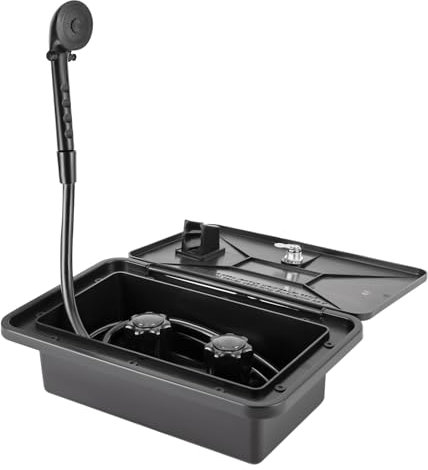 Kit Box Doccia Esterna Incasso Kit Doccia per Campeggio Car, Tubo del rubinetto con Bloccaggio per Barca Marina Accessori Camper Caravan (Nero)