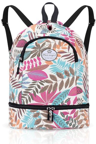 HUA ANGEL Leichter Rucksack Mit Kordelzug Sportrucksack Damen Mit Schuhfach Und Nassfach Wasserdichter Beutel Mit Kordelzug Für Reise Schwimm Training Beach Yoga Basketball FußBall