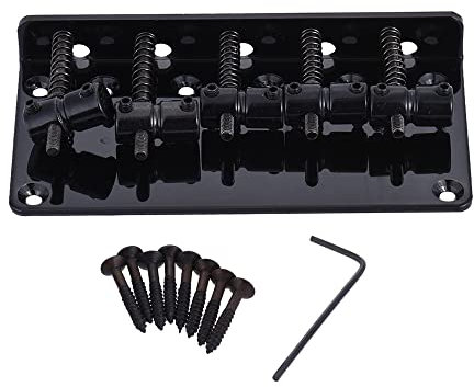 COMETX Ponte per basso elettrico a 5 corde, set di ponte a 5 corde per basso elettrico a 5 corde, ricambio nero