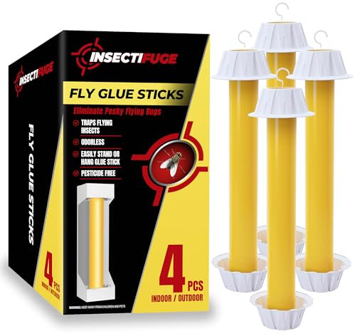 Insectifuge Lot de 4 pièges à mouches adhésifs pour intérieur et extérieur – Attrape-mouches sans odeur pour la maison, bandes adhésives à suspendre pour l'intérieur et l'extérieur